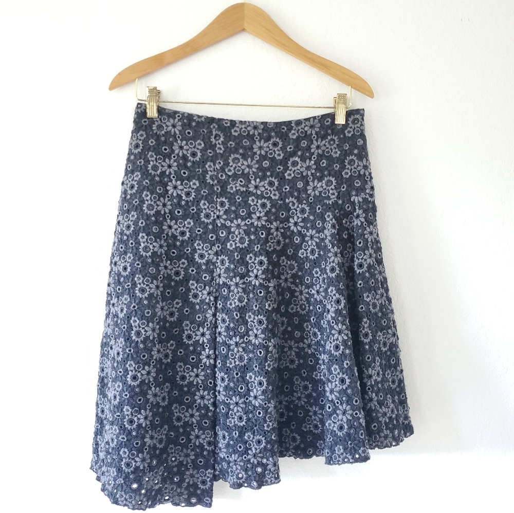 LUCA LUCA Floral Eyelet Asymmetrical Skirt 6.